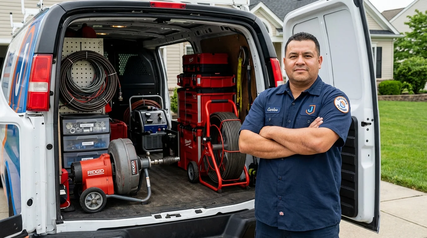 Professional drain cleaning equipment and Johns Plumbing LLC plumber in Leakey