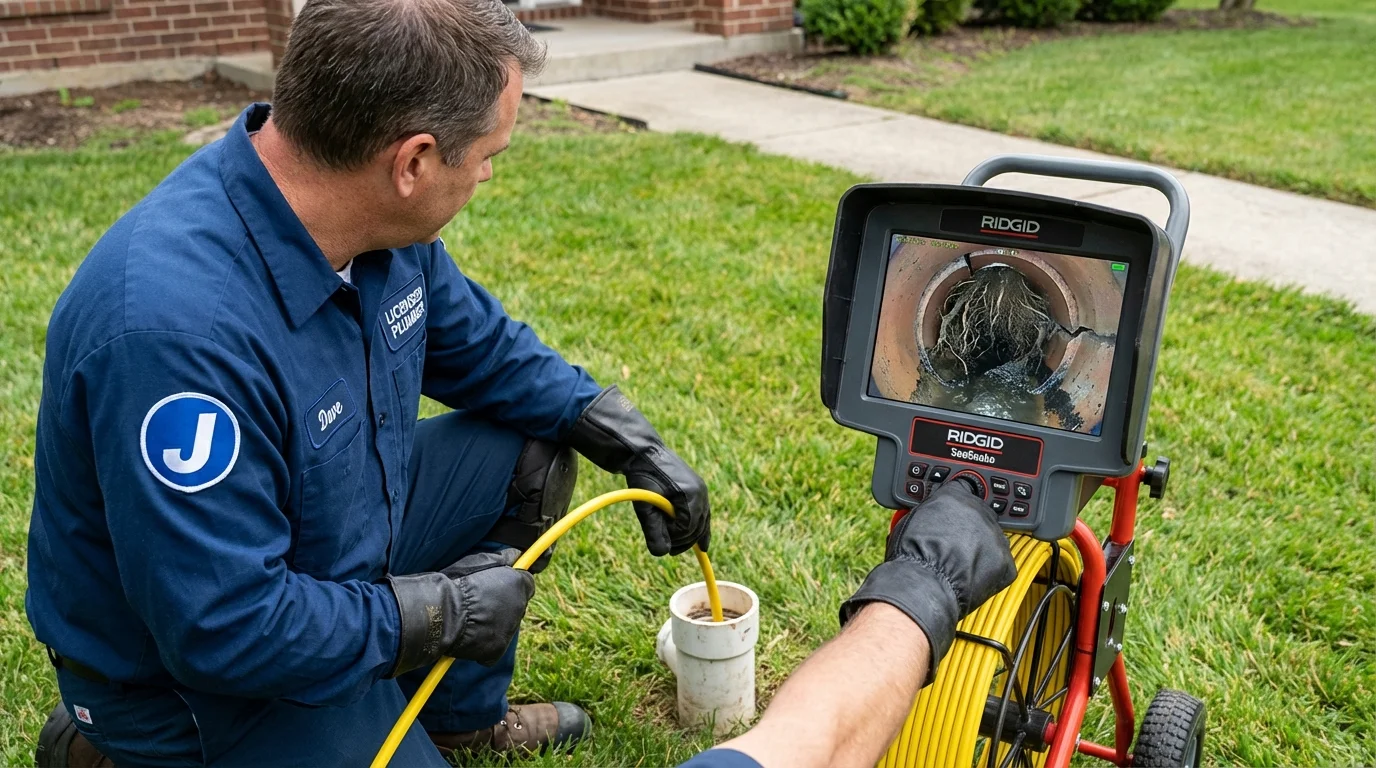 Sewer camera inspection being performed by Johns Plumbing LLC in Leakey