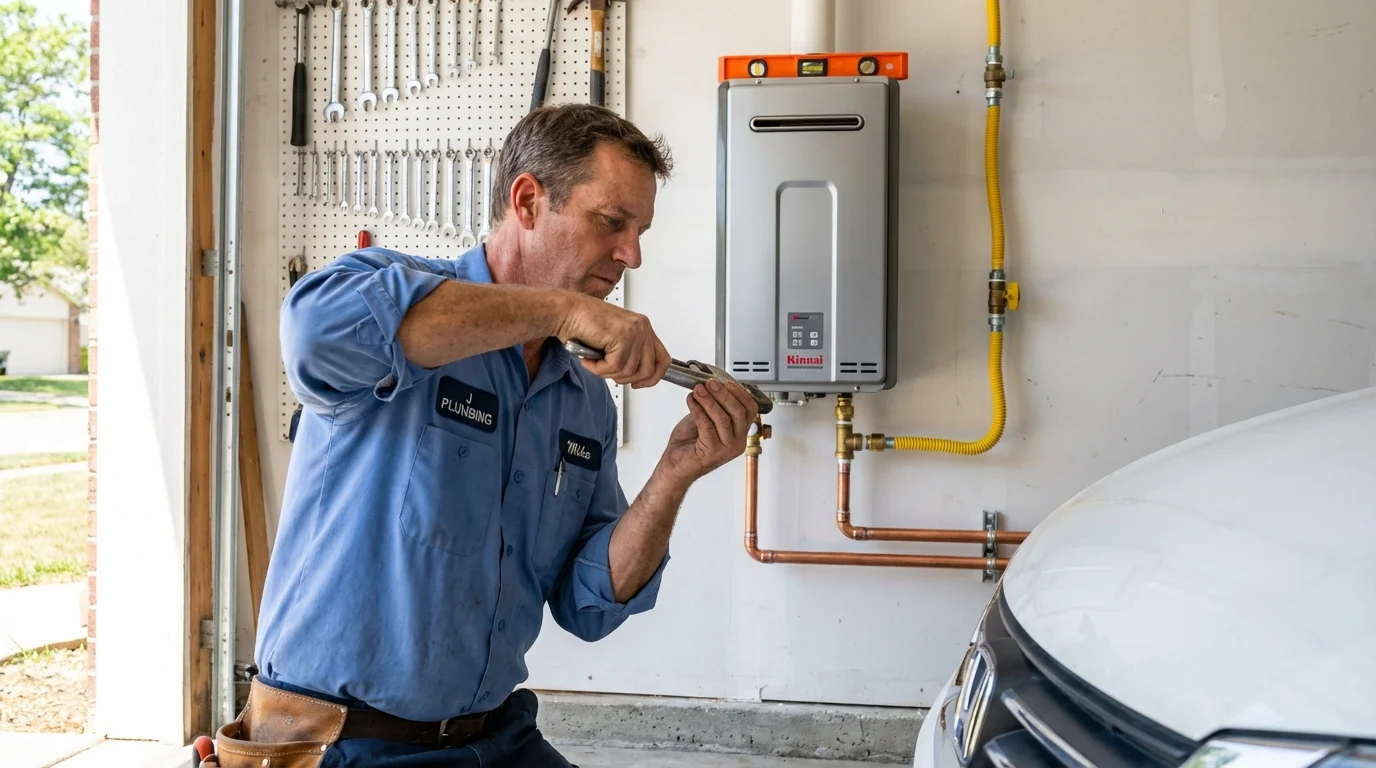 Tankless water heater installation by a Johns Plumbing LLC plumber in Leakey
